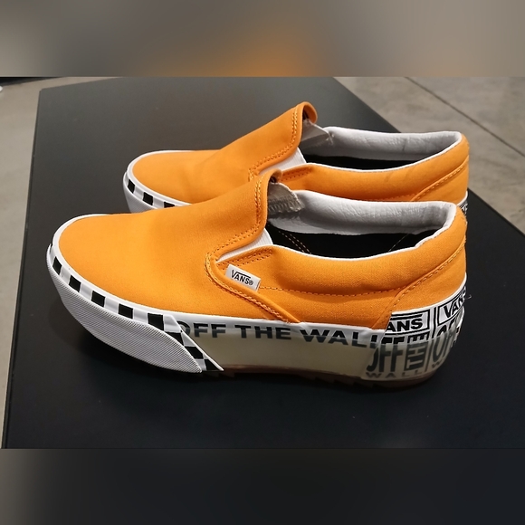 VANS Classic Slip-On Logo Stack Orange Women's Size 8 Men's 6.5 - Picture 6 of 12